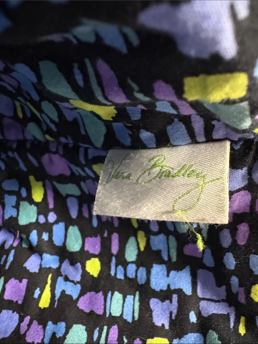 Vera Bradley Navy Floral Quilted Messenger Bag with Yellow & Light Blue Accents